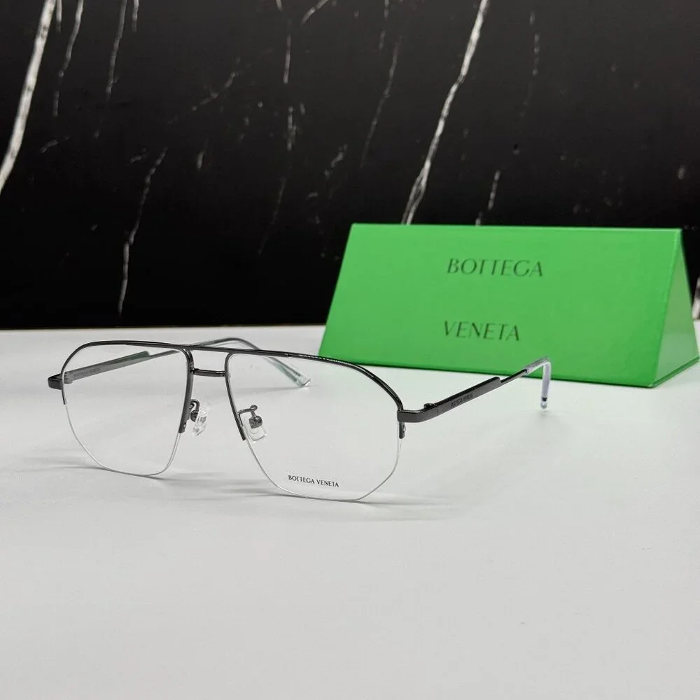 NEW BOTTEGA VENETA BV1109O 001 SILVER AVIATOR UNISEX EYEGLASSES